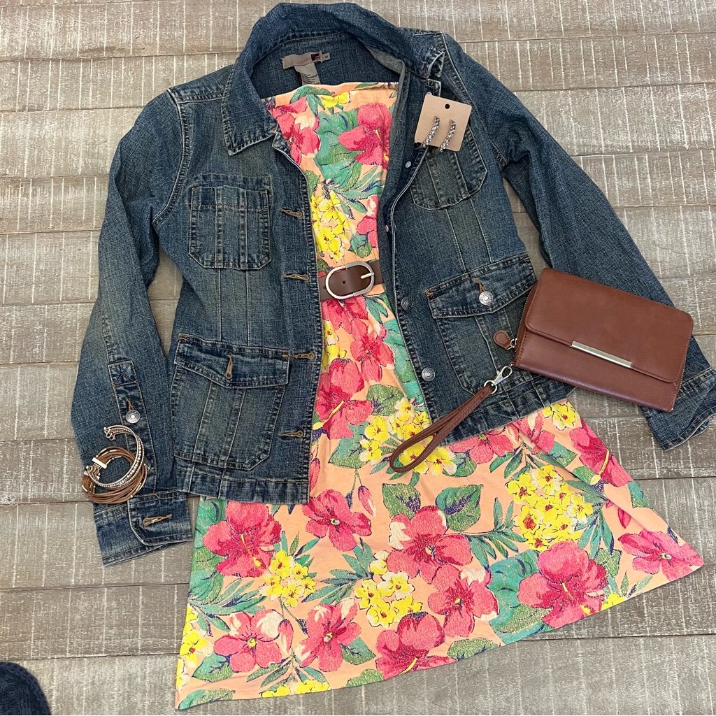 Hawaiian Flower Design Strapless Fun Dress